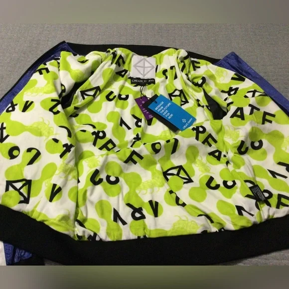 CREATE 2MRW MEN'S BOMBER JACKET CS9627 Blue/Wht - Picture 7 of 11